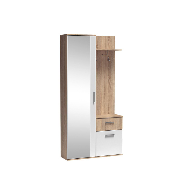 LUX - Garderoba 2D1S z Lustrem Dąb Sonoma Biel Alpejska