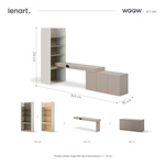 WOOW SET-WOS8PE - Zestaw Komoda i Biurko Prawe/Regał Szeroki Szampański/Eukaliptus/Clay Grey