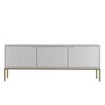 ASPEN-01 - Komoda RTV 3-drzwiowa Biały Mat Złoty Stelaż