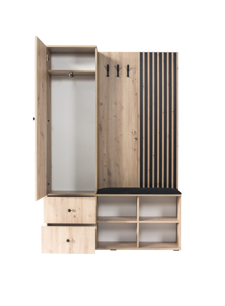CALI - Garderoba 1D2S z Lustrem i Siedziskiem Artisan
