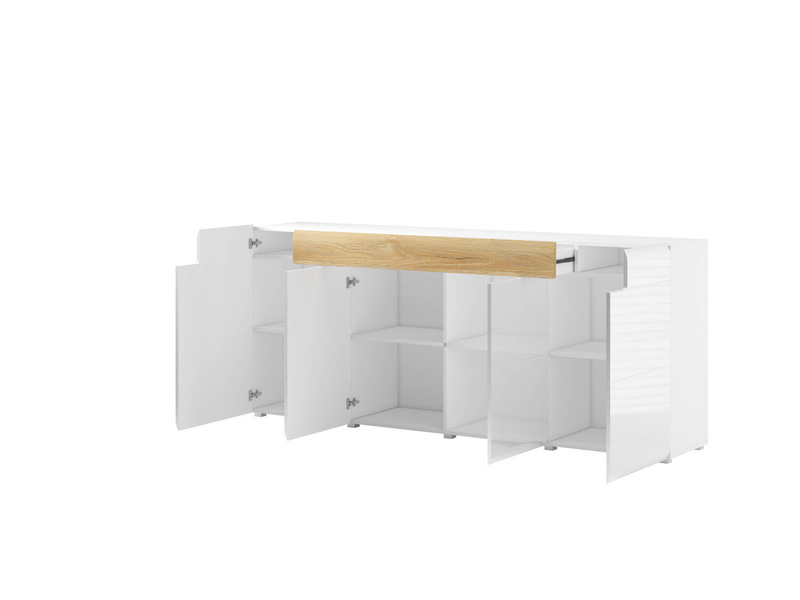 Toledo WM Komoda 4D1S Biały Połysk / San Remo