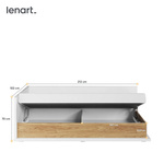 SIMI MS-09L - Łóżko 90 cm Lewe Z Materacem Białe/Hikora Naturalna