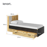 QUBIC QB-12 - Łóżko 90 1S Ze Stelażem Z Oświetleniem