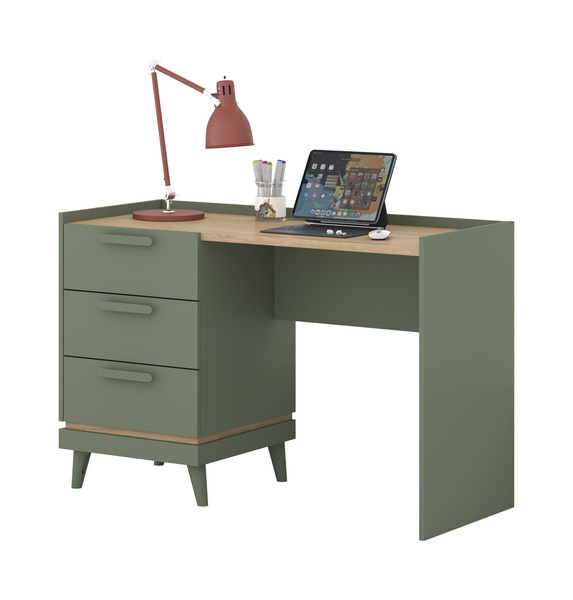 Scandi - Biurko 3S Zgaszona Zieleń Dąb Olejowany