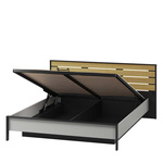 GRIS GS-02 - Łóżko 160 cm Ze Stelażem Szare/Czarne