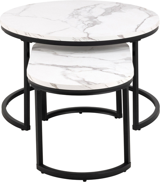 Actona Zestaw Stolików Kawowych Spiro Biały Czarny