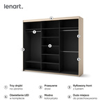 TREND TS-02 - Szafa 3-drzwiowa z Lustrem i LED Beż Piaskowy Czarny Mat