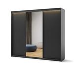 TREND SZAFA TZ-02 - Szafa 3-drzwiowa z Oświetleniem LED Kasztan Arvadonna Czarny Mat
