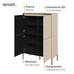 TREND TR-03 - Szafka 4-drzwiowa Z Oświetleniem Beż Piaskowy/Czarny