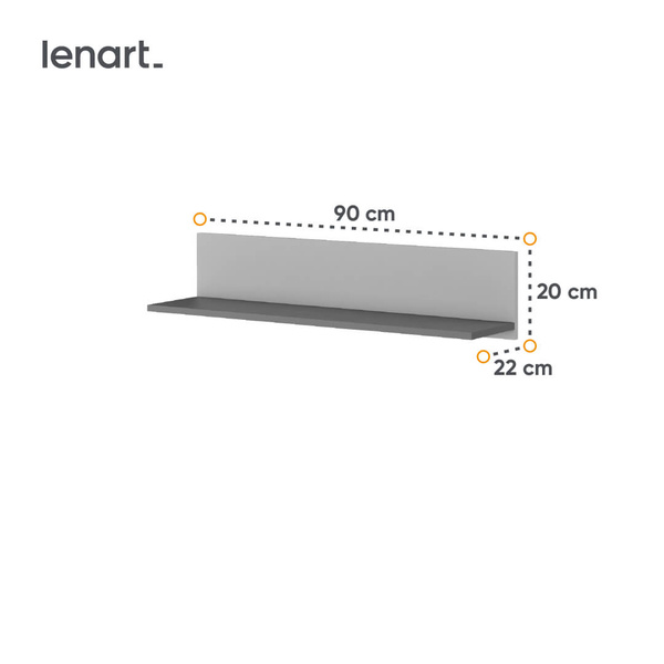POK PO-12 - Półka Wisząca Grafit/Buk Ibsen/Szara Jasna