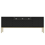 ASPEN-06 - Komoda RTV 3D z Soundbarem JBL i Oświetleniem LED Czarny Mat Złoty Stelaż
