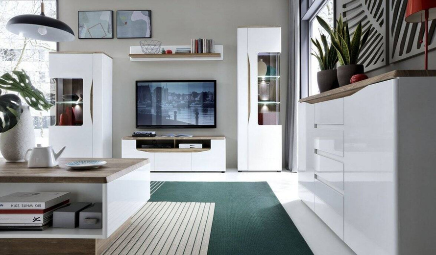 Toledo TOLK01 - Komoda 2D4S Biała/Stirling Oak