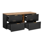 Zestaw 140 cm ADEL BLACK z Podwójna Szafka , Regałem Dolnymi Blatem