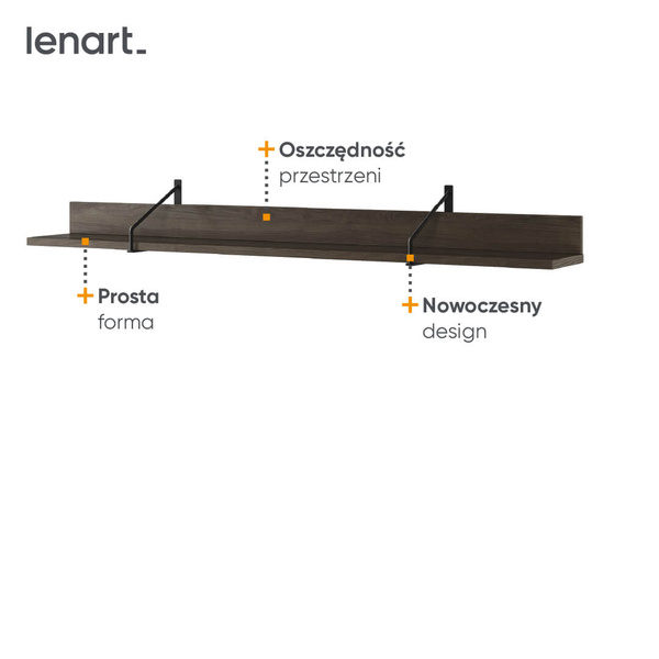 PIEMONTE PE-04 - Półka Wisząca Jesion Portland/Czarny