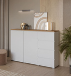 Modo - Komoda 2D4S Biały Mat Dąb Mauvella
