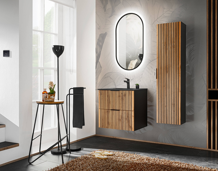 Zestaw 60 cm Xilo Black z umywalką Lava Black