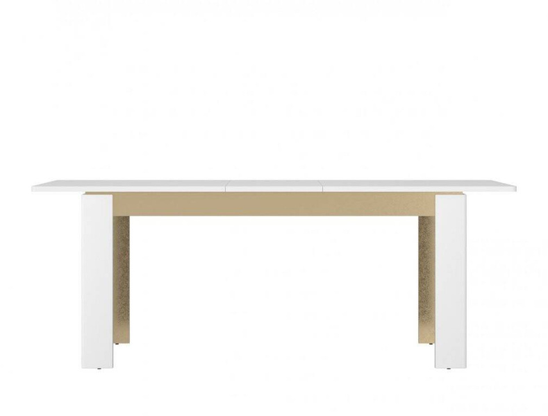 Lazio LAZT02 - Stół Jadalniany Rozkładany Biały Alpejski/Biały Połysk/Złoty