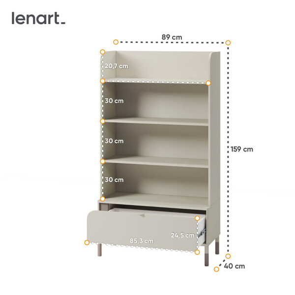 HARMONY HR-02 - Regał 1S Kaszmir/Truflowy