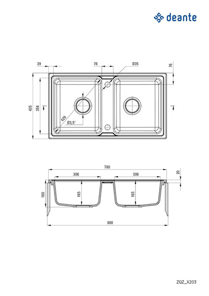Zlewozmywak granitowy 2-komorowy Zorba
