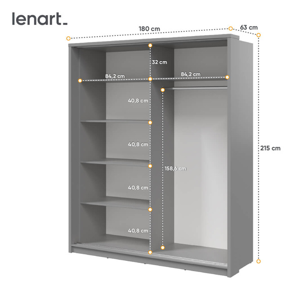 ARTI AR-25 - Szafa Przesuwna 2-drzwiowa Szara