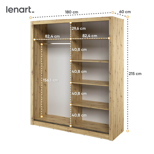 ARTI AR-03 - Szafa Przesuwna 2-drzwiowa Dąb Artisan