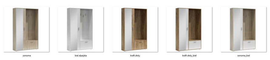 BIS - Garderoba 2-drzwiowa z Lustrem Biel Alpejska