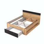 Beta – Łóżko 160/200 cm z Szufladami Dąb Mauvella Czarny mat