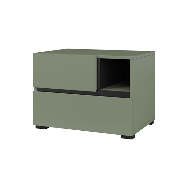 Cross S - Szafka Nocna 2 Szuflady Zgaszona Zieleń Czarny