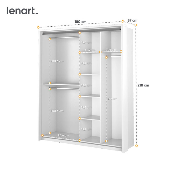 ARTI AR-17 - Szafa Przesuwna 2-drzwiowa Z Lustrami Biała