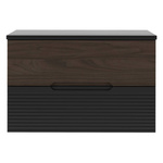 AVELLA-01 - Szafka pod Umywalkę z Blatem 2S 80cm Czarny Mat Orzech Zestaw-1