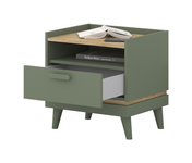 Scandi - Szafka Nocna 1S Zgaszona Zieleń Dąb Olejowany