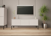 ASPEN-01 - Komoda RTV 3-drzwiowa Biały Mat Czarny Stelaż