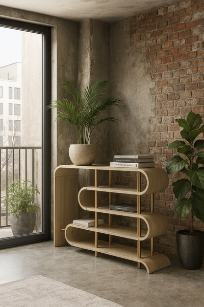 Stilig ST962 Konsola szaro-brązowa sinusoidalne półki