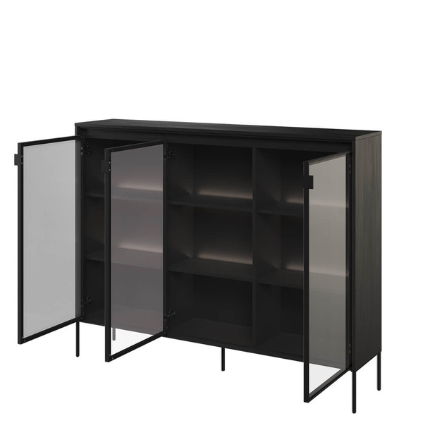 TREND TR-08 - Komoda 3-drzwiowa Z Oświetleniem Czarna