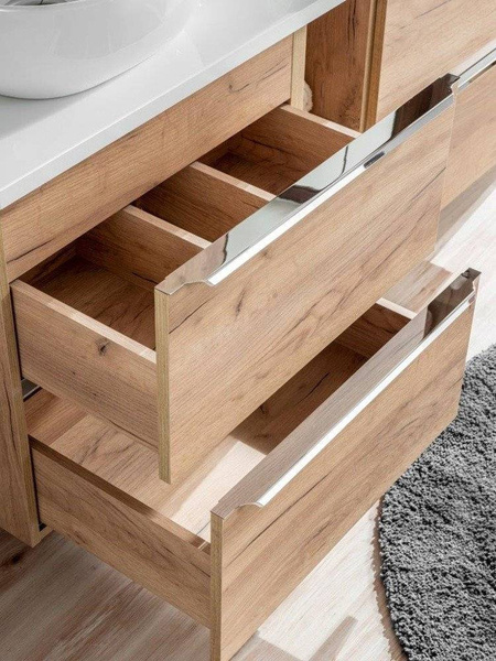 Szafka z umywalką 80 cm Capri dąb 821 z białym blatem