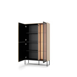 FLOW FW-01 - Witryna 2D z Oświetleniem Dąb Vincenza Bielona Czarny Mat