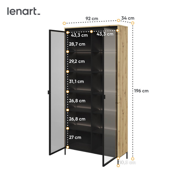 TREND TR-07 - Witryna 2-drzwiowa Z Oświetleniem Dąb Artisan