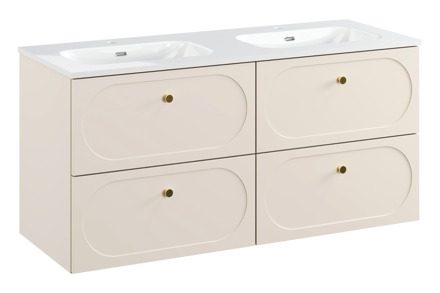 Zestaw Szafka z Umywalką Meblową 120 cm 4 Szuflady Donna Sand