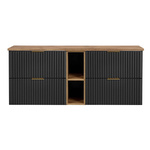 Zestaw 140 cm ADEL BLACK z Podwójna Szafka , Regałem Dolnymi Blatem