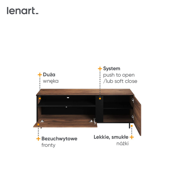BORGA BG-03 - Szafka RTV 1D1K Dąb Catania/Czarna