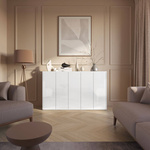 EASY EA-01 - Komoda 5-drzwiowa z Oświetleniem LED Biały Połysk/Dąb Scandi