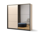 ENNA EN-01 - Szafa 2-drzwiowa z Oświetleniem LED Beżowy Mat Czarny Mat