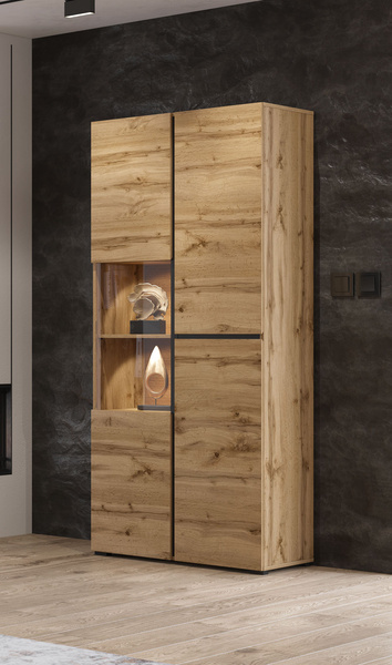 Cross - Witryna 3-drzwiowa Dąb Wotan Czarny Mat