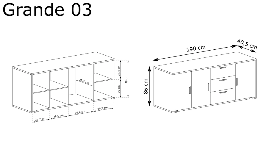 GRANDE-3 - Komoda 3D3S Dąb Cremona