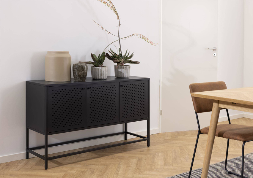 Kredens Newcastle Metalowy Czarny Mat 3D 125