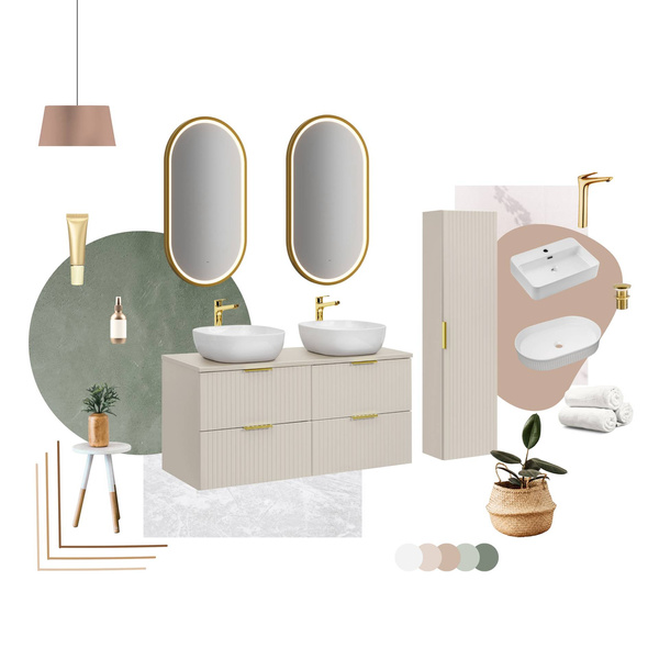 Zestaw z blatem i umywalkami Smile 120 cm Adel Cashmere