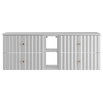 AQUA-02 - Szafka pod Umywalkę z Blatem i Regałem 4S 140cm Biały Mat Zestaw-7