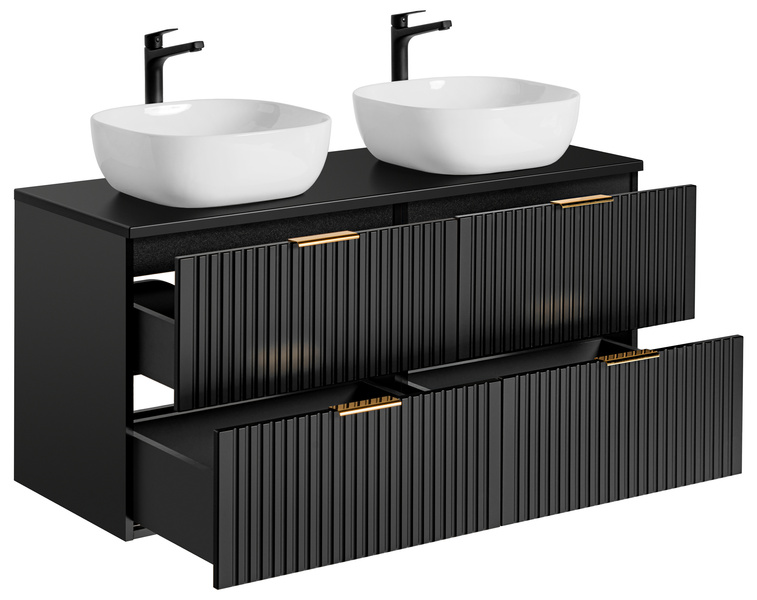 Podwójna Szafka 60 cm ADEL BLACK z Umywalką SMILE i Blatem 120 cm