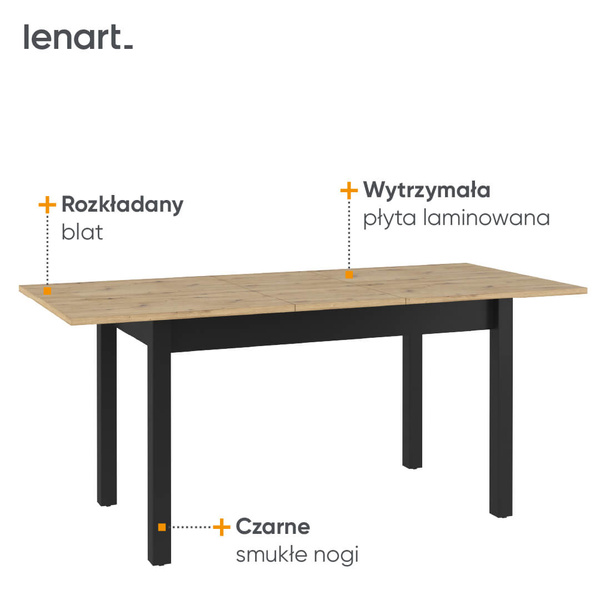QUANT QA-10 - Stół Dąb Artisan/Czarny