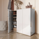 EASY EA-03 - Komoda 3-drzwiowa z Oświetleniem LED Biały Połysk/Dąb Scandi